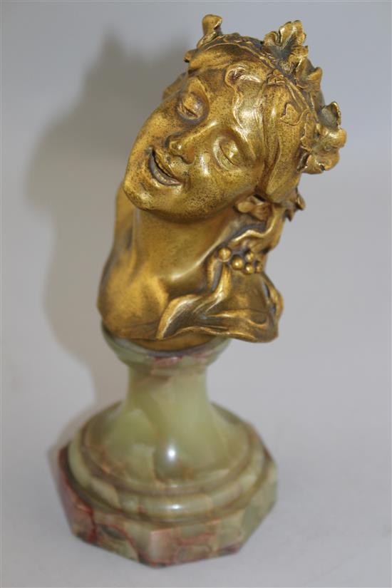 Jean Antoine Injalbert (French, 1845-1933). A 19th century gilt bronze bust of a smiling child, 5in.